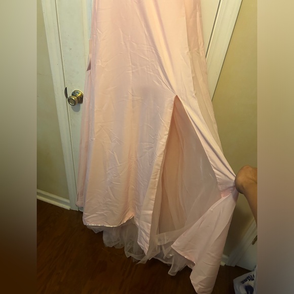 Women's👱🏽‍♀️V Neck Sleeveless Tulle Empire Waist Split Formal Dress👗Sz 9 - Picture 12 of 13